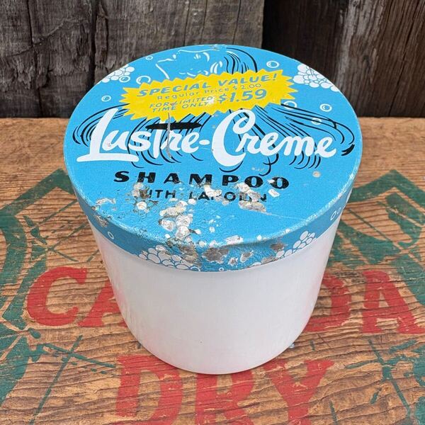 【1950s-1960s USA vintage】Lustre-Creme Shampoo glass jar シャンプー ガラス 瓶 アメリカ ビンテージ