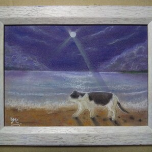 【匿名配送】絵画 「お散歩日和」 2Lサイズ額つき。