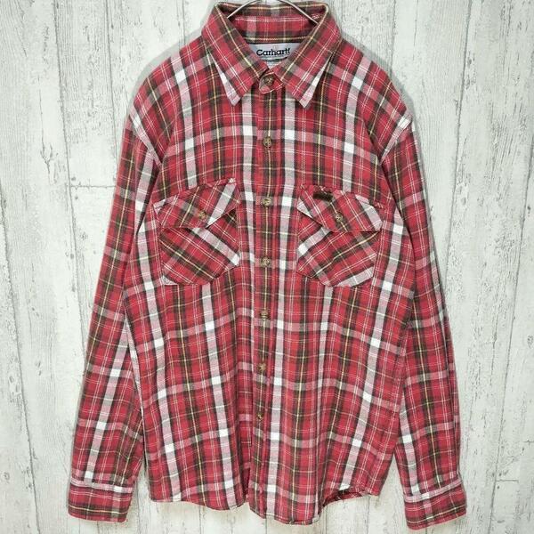 carhartt カーハート ワンポイント革タグ アメカジ 古着 長袖シャツ #hs30