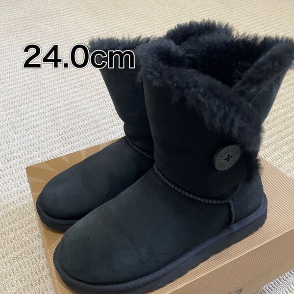 24cm アグ ベイリーボタン 黒 ムートンブーツ BAILEY BUTTON