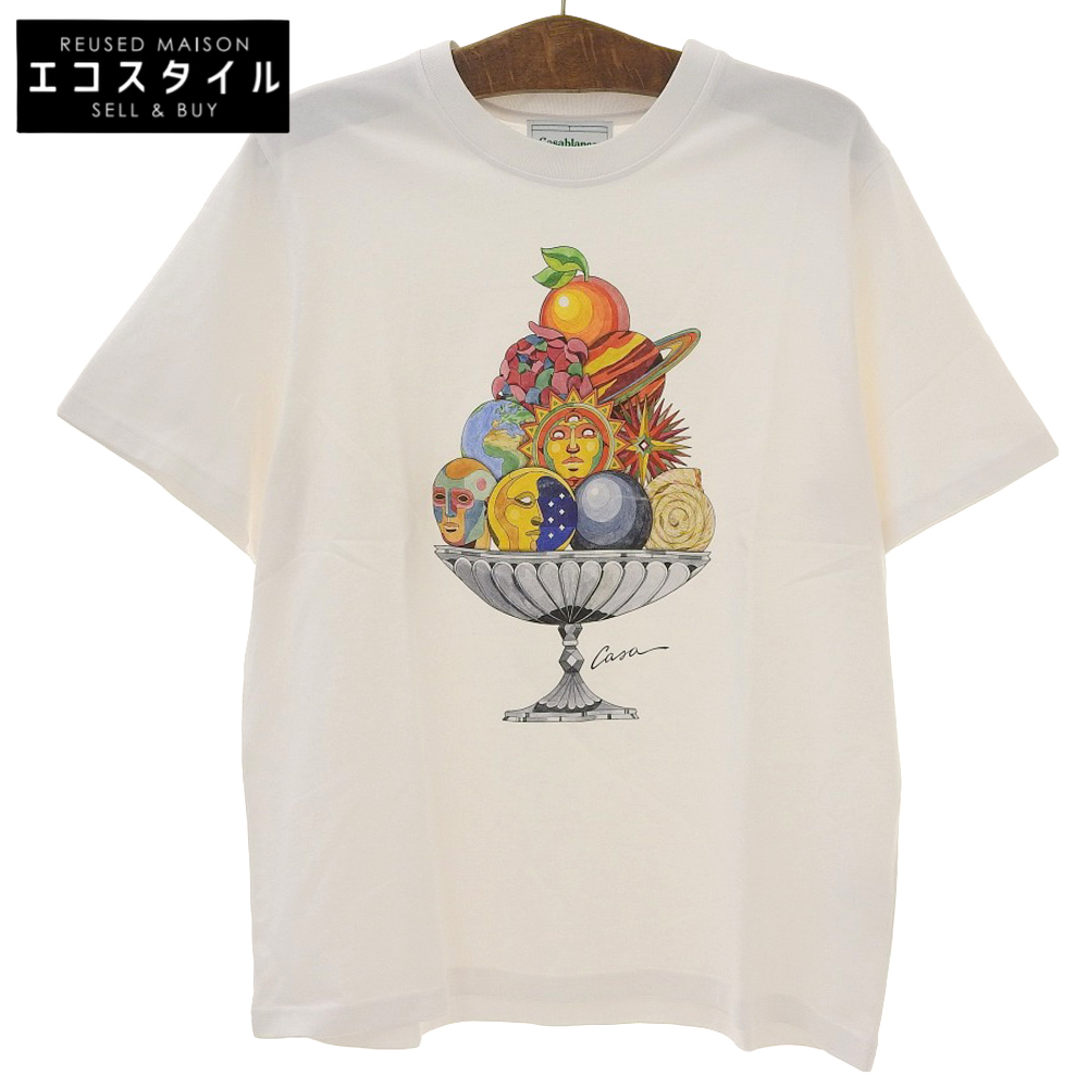 美品 CASABLANCA カサブランカ セレスティアピラミッド オーガニックコットン Tシャツ トップス メンズ ホワイト XXL 23SS