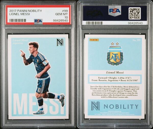 ☆PSA10☆2017 Panini Nobility Soccer Lionel Messi メッシ ベースカード ハイナンバー SP FCバルセロナ アルゼンチン MINT panini