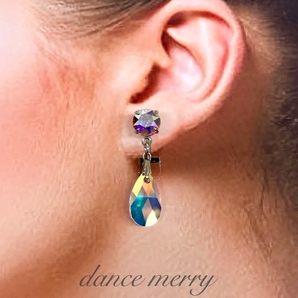 ★送料無料★【MERRY】 正規スワロフスキー イヤリング 121 オーロラ 社交ダンス ドレス パーティ デモ アクセサリー ウエディング