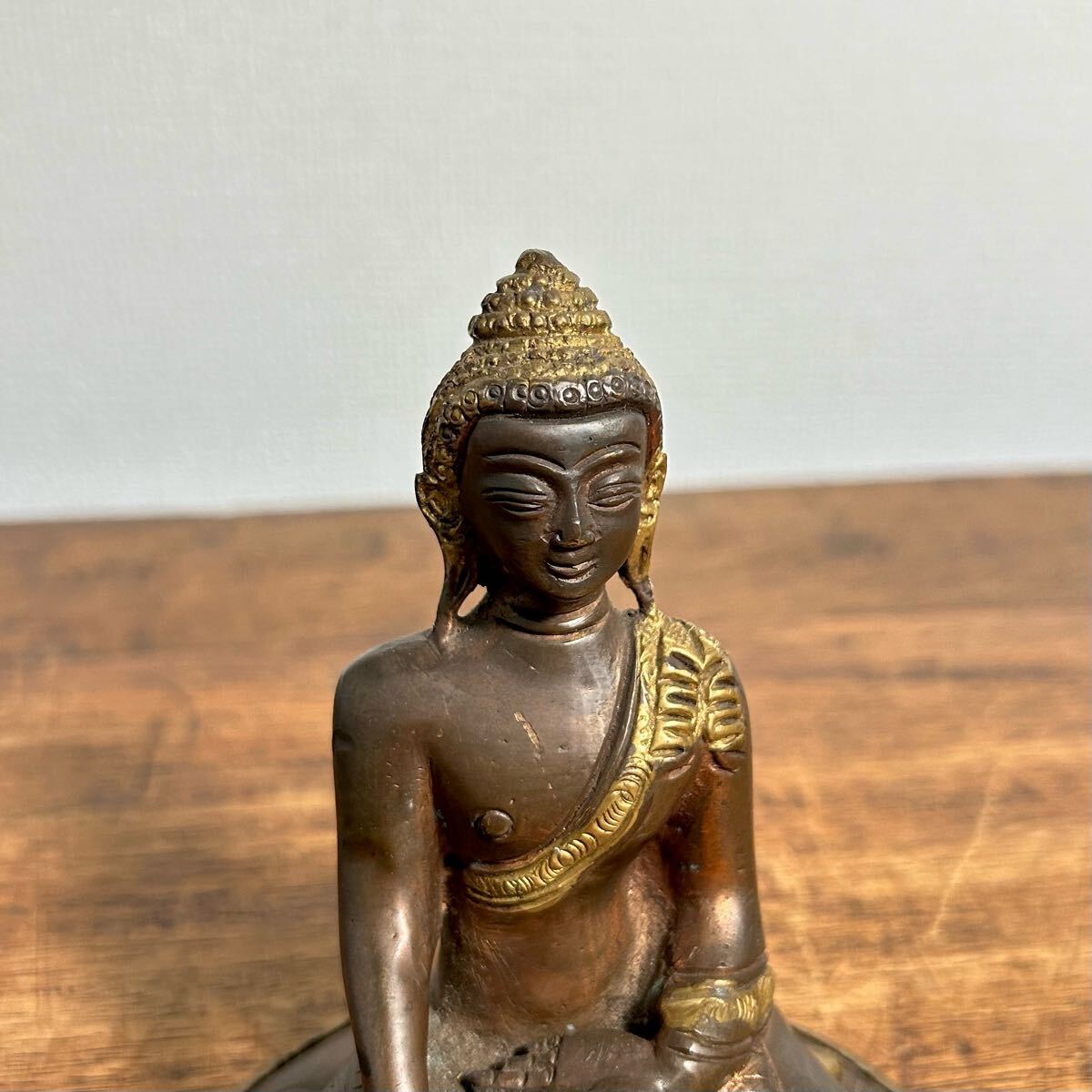 骨董品 仏像 銅製 仏教美術 時代物 詳細不明 高さ12.8cm 868g