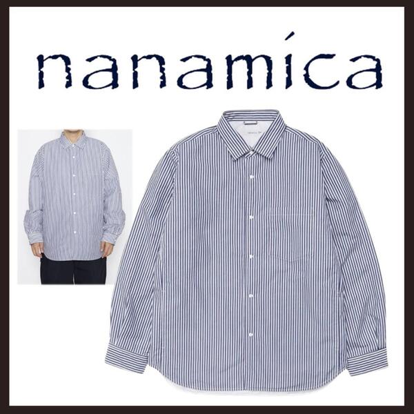 ○★新品 未使用 nanamica インサレーションストライプ シャツジャケット ネイビー XL(ナナミカ)○●