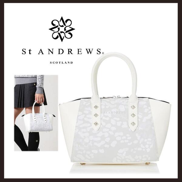 ○★新品 未使用 St ANDREWS リンクスグリーンスタッズカートバッグ ホワイト(セントアンドリュース)○●
