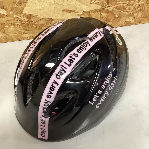 サギサカ 自転車用 ジュニアヘルメット 児童用 黒×ピンク 6歳以上54〜58㎝ (せ100)