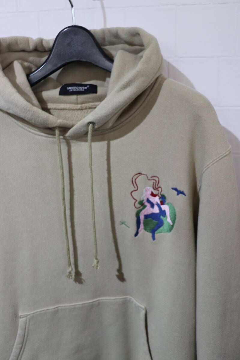 即決 18SS UNDERCOVER アンダーカバー × CARNE BOLLENTE アート刺繍装飾 スウェットパーカー フーディー メンズ 2 ベージュ