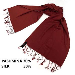 BERKLEY CASHMERE バークレーカシミヤ パシュミナ × シルク 大判ストール レッド マフラー レディース