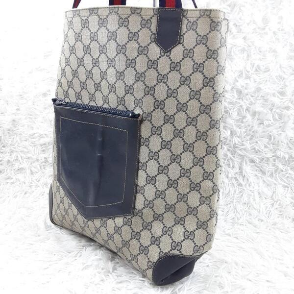 美品◎OLD GUCCI オールドグッチ トートバッグ GG柄 シェリーライン