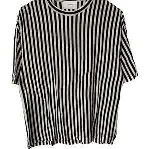 STUDIOUS オーバーサイズ ストライプTシャツ 2 白黒 モノトーン 半袖 Oversized Striped T-Shirt Size 2 White Black Monotone