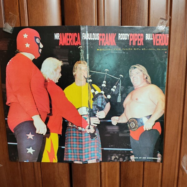 ロディバイパー ブルベドウ ミスターアメリカ ファビュラスモンティ MR AMERICA FABULOUS FRNK RODDY PIPER BULL VERDU 25.5×30㎝ A31