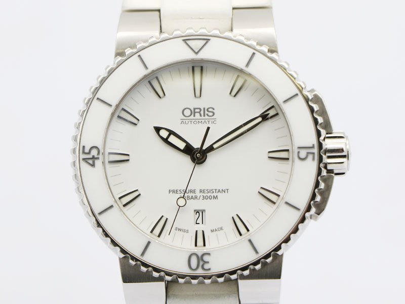 【 オリス ORIS 】 腕時計 733 7653 4156-07 アクイスデイト SS/ラバー 裏スケ 自動巻き デイト メンズ 保 箱 新着 00166-0