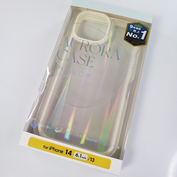 iPhone13 iPhone14 ハイブリッドケース ホワイト オーロラ 1588