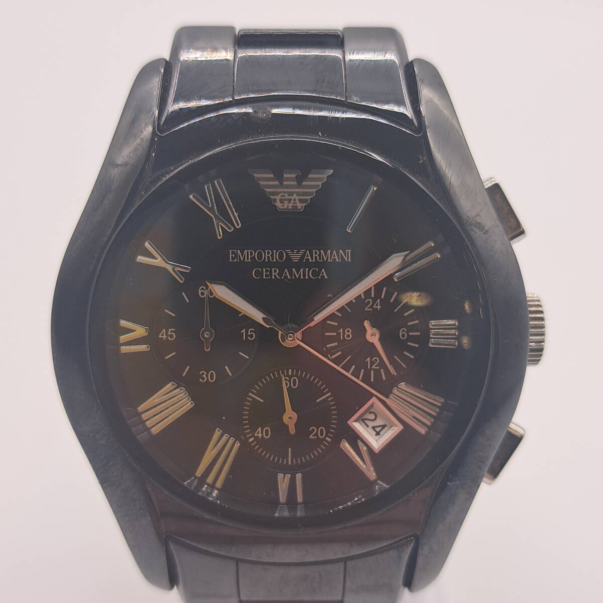 EMPORIO ARMANI 腕時計 未使用 AR1400 エンポリオアルマーニ/時計/バレンテ/AR1400/ブラック×ブラック