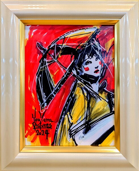 【真作1点物】【TikTok71万回再生の話題作】「傘をさす少女」■東京藝大卒画家■松崎祐哉