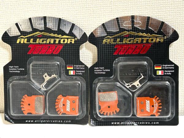 【送料無料】Alligator TURBO COOLINGセミメタルディスクブレーキパッド【シマノXTR M985、ロード用ディスク他】2セット