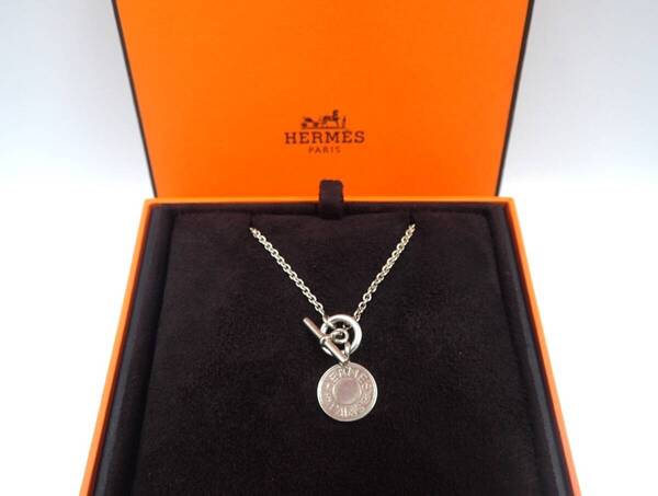 102362【中古】HERMES エルメス セリエ シルバー コイン型ペンダント ネックレス