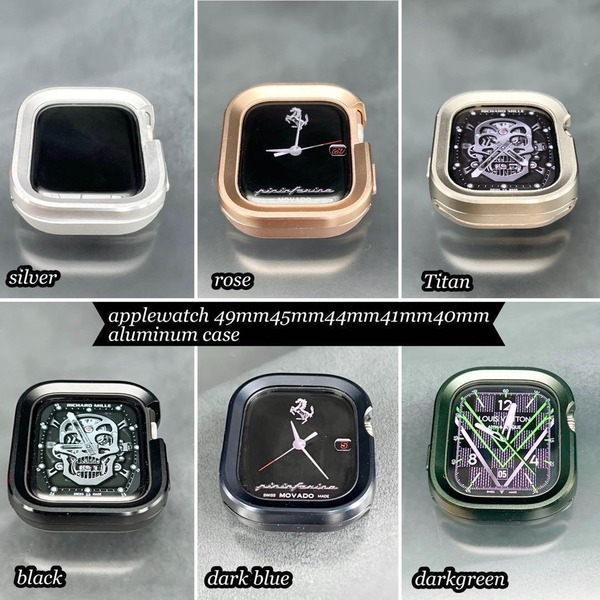 ブラック アップルウォッチ ウルトラ 用 アルミニウム ケース Apple Watch 46mm 45mm 44mm 49mm 41mm 40mm