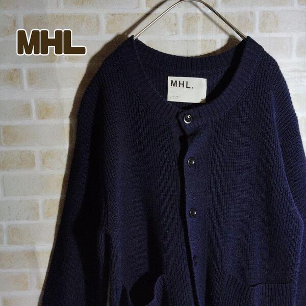 MHL カーディガン ニット セーター ネイビー リネン