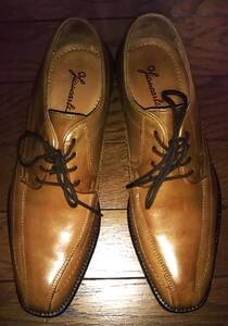 即決・送込★G.C.MORELLI ジャンカルロ モレリ★良品・本革CUOIO SWIRL LACE スワールレース ロングビジネス GM01247★茶 サイズ39(24.5cm)