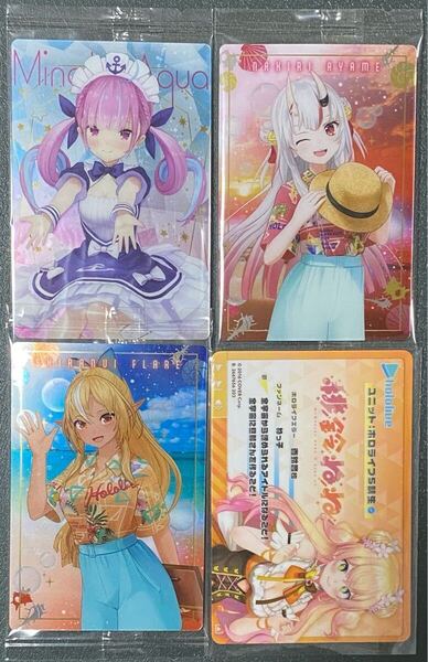 ★送料込み ポストmini★ ホロライブ カード4枚セット 湊あくあ 百鬼あやめ 不知火フレア ウエハースカード3枚未使用 桃鈴ねね 開封済中古