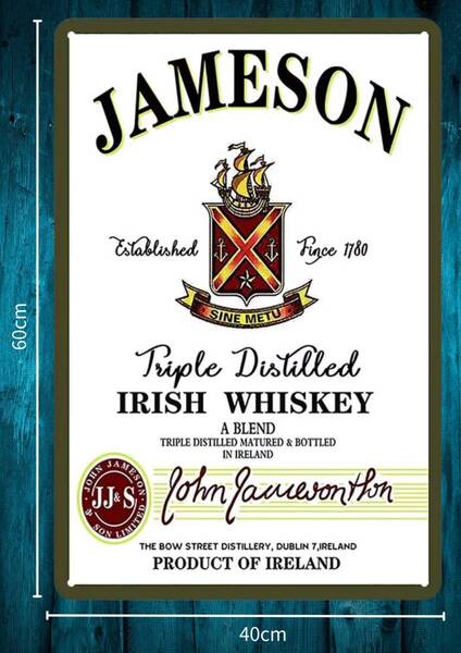即決SALE!! 大型60cm JAMESON ★メタル看板★アメリカン・ガレージ★新品