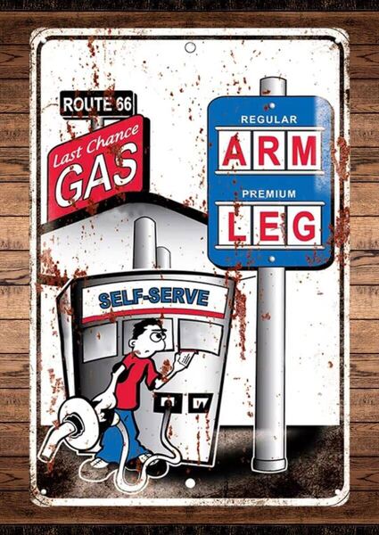 即決SALE!! ガソリンスタンド まとめ購入OK!!なんと60cm!! 大型メタル看板■アメリカン・ガレージ■新品