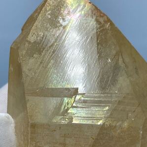 【レコードキーパー(三角形)あり】ネパール ガネッシュヒマール産 ヒマラヤ水晶 ゴールデンヒーラー 天然オーラフレーム 約209g 0207