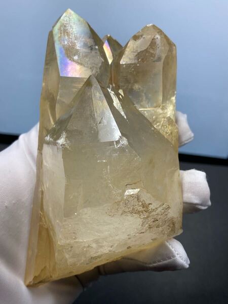 【すごい形】ネパール ガネッシュヒマール産 ヒマラヤ水晶 ゴールデンヒーラー 天然 の オーラフレーム 約553g 0207