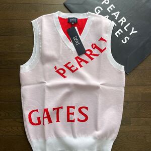 送料無料PEARLY GATESパーリーゲイツMENS PG編地柄ジャカードニットVネックベスト伸縮軽量速乾DRYMIX蒸れ軽減リブ編White(大特価4)新品