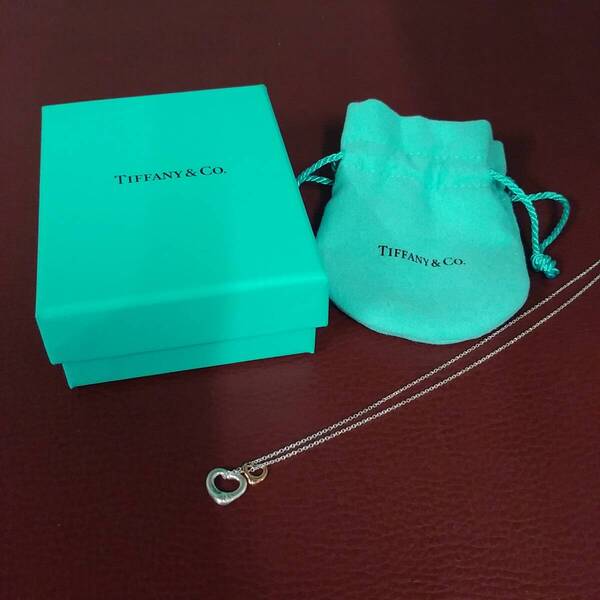 TIFFANY&CO ティファニー ネックレス au 750 ゴールド シルバー silver 925 オープンハート 箱付き 現状品