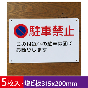 5枚入塩ビ板 駐車お断り 駐車禁止 車両出入口看板 交通安全標識 出入口につき駐 停車禁止 駐車場 駐車厳禁 防水屋外対応 日本製