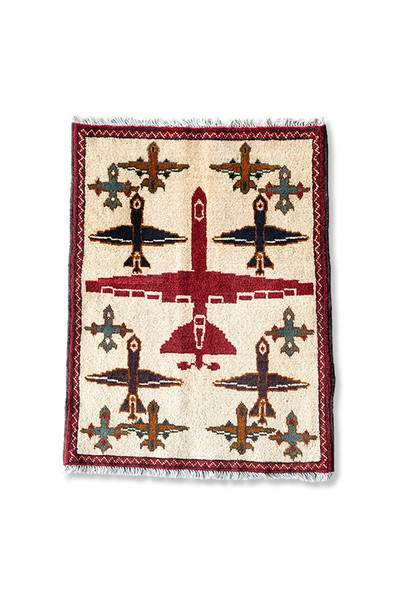 未使用品 78 x 61cm 00s AIRPLANE RUG by Trukmen トライバルラグ アフガンラグ トルクメン 手織り 絨毯 ペルシャ絨毯