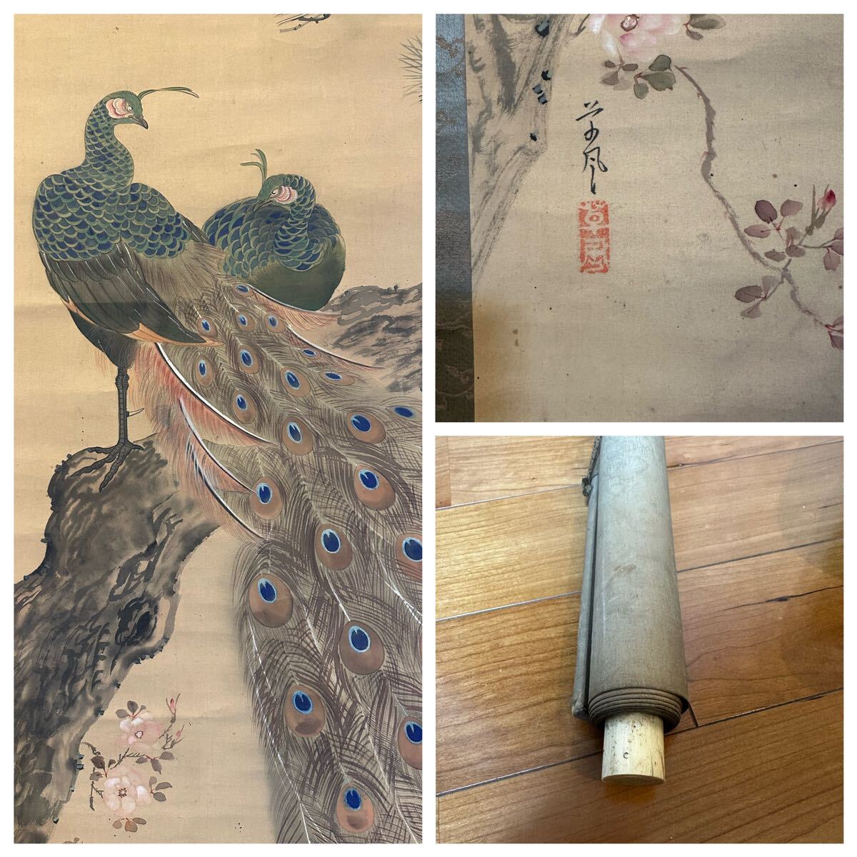 Yahoo!オークション -「掛け軸 孔雀」(花鳥、鳥獣) (日本画)の Yahoo!オークション -「掛け軸 孔雀」(花鳥、鳥獣) (日本画)の