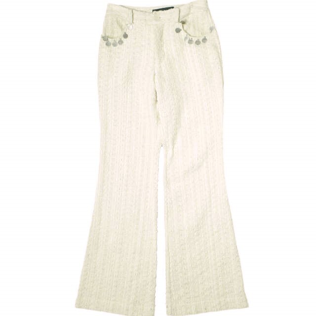 Benjamin Benmoyal ベンジャミンベンモイヤル 24SS フレアトラウザー 23-23-0131-342 XS BLE ECRU コイン パンツ 定価99,000円 g21023