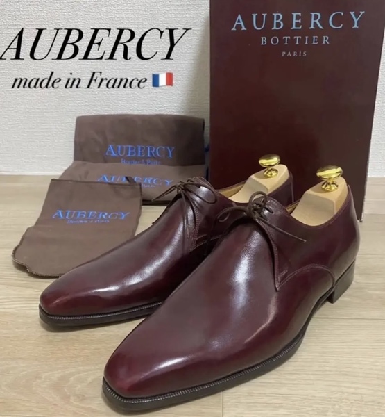 【送料無料】美品【現定価18万】AUBERCY オーベルシー 2アイレット アンドレ ダービー 革靴 シューズ 5.5 24 24.5 25 ボルドー
