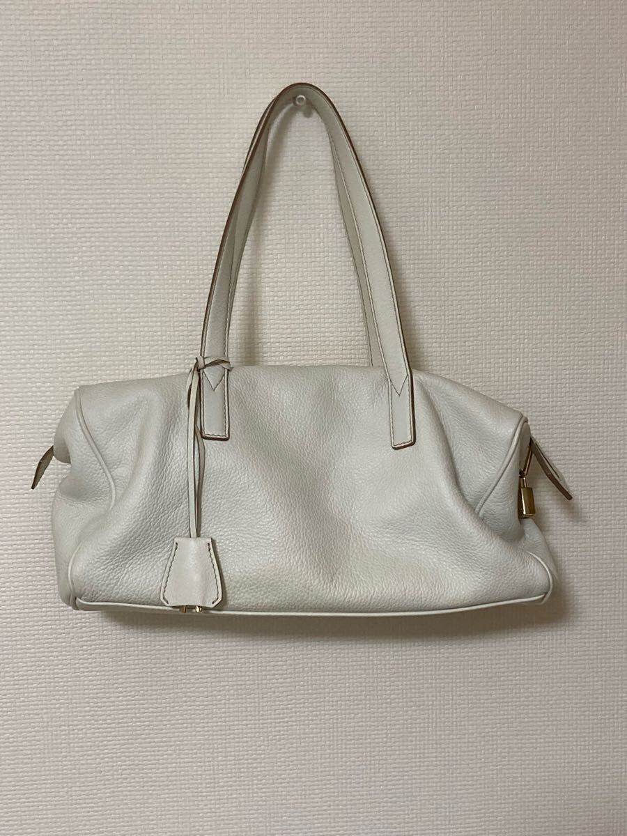 ◇Max Mara マックスマーラ レザー 牛革 ハンドバッグ ホワイト イタリア製◇
