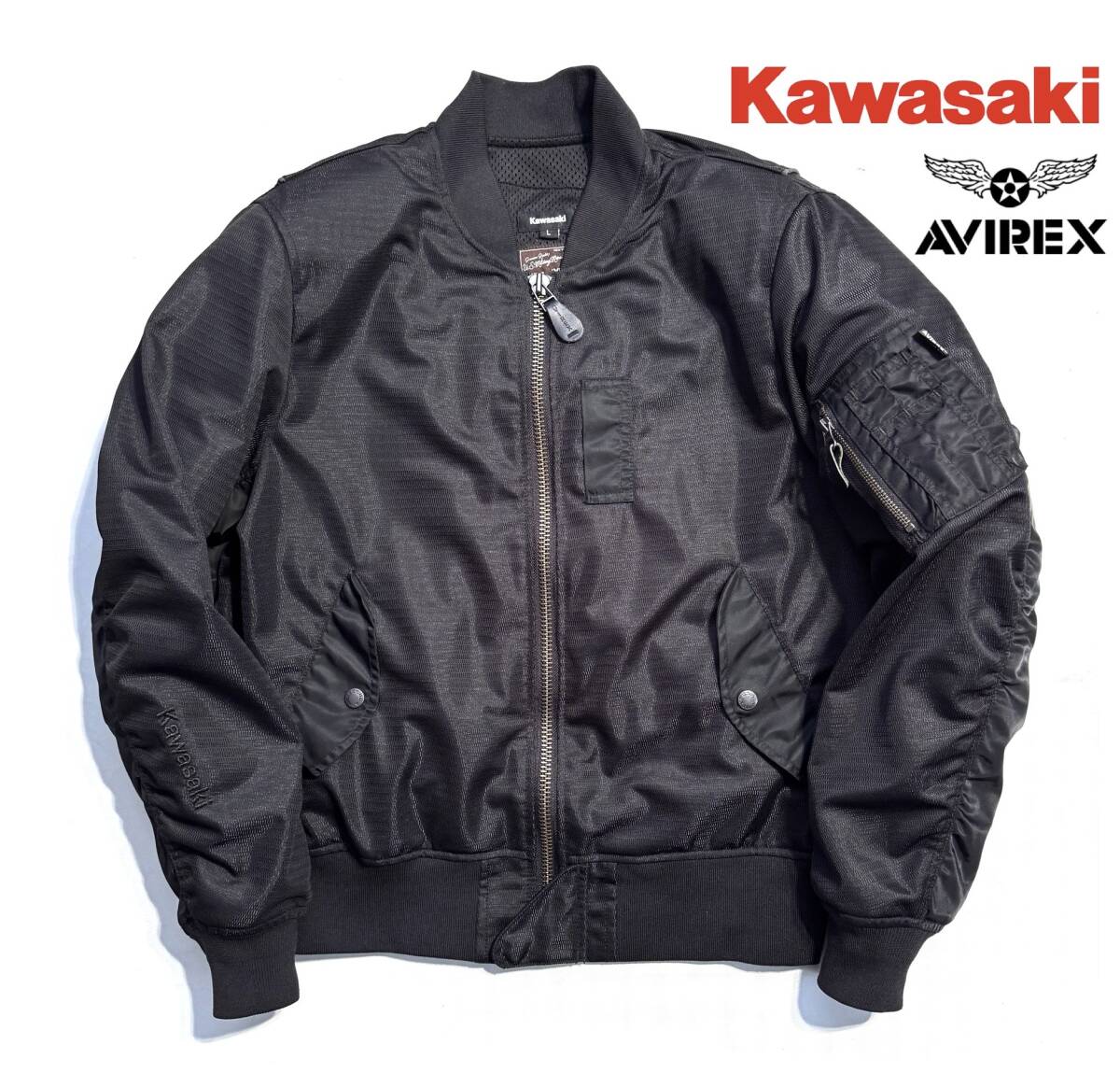 現行美品】アヴィレックス アーチロゴ MA-1 黒 thermolite L 現行美品】アヴィレックス アーチロゴ MA-1 黒 thermolite L