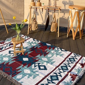 エルパソブランケット マルチカバー メキシカンラグ ネイティブ柄 オルテガ柄 130*160cm 鮮やかな色と柄で肌触りも最高でオシャレ