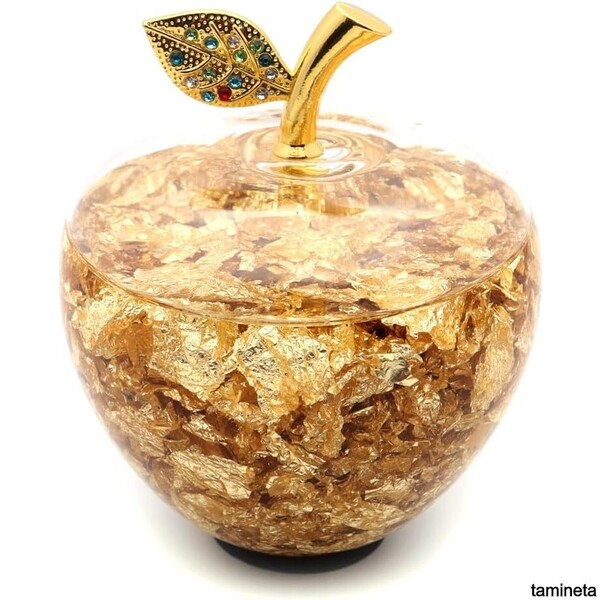 お金が貯まる!? 黄金のリンゴ 金箔入り ゴールドアップル ギフト プレゼント 縁起物 林檎 風水 幸福 幸運を呼ぶお守りインテリア