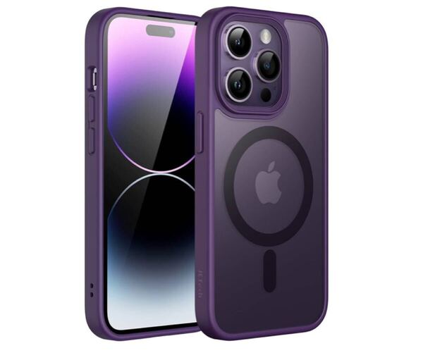 JEDirect iPhone 14 Pro 6.1インチ用 BB1725 マグネット ケース MagSafeに対応 半透明のマット背面 薄型 耐衝撃 カバー (ディープパープル)