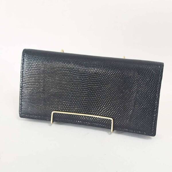 【未使用品】リザード(トカゲ革)二つ折り 長財布 ブラック/ wallet LDW-264