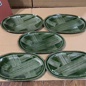 送料無料 未使用 たち吉 青松 楕円 焼物皿 5客セット 和食器 橘吉 焼魚 刺身などにも
