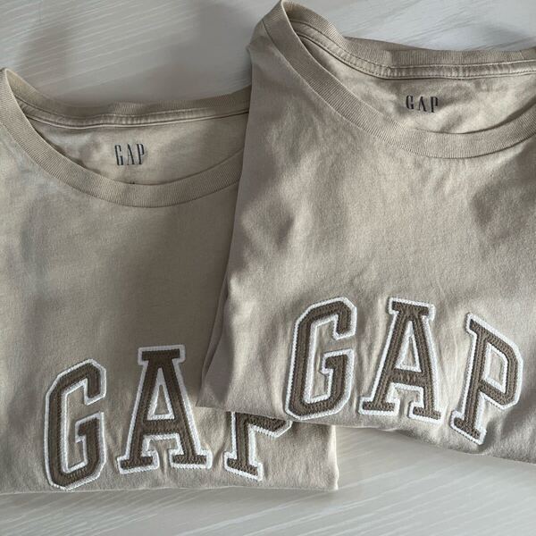 gap ギャップ トップス Tシャツ 半袖 ロゴ ベージュ セット 2枚