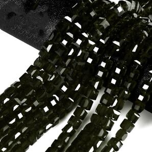 6mm キューブ型ビーズ 四角ビーズスクエア クリスタルガラスビーズ 素材 黒色