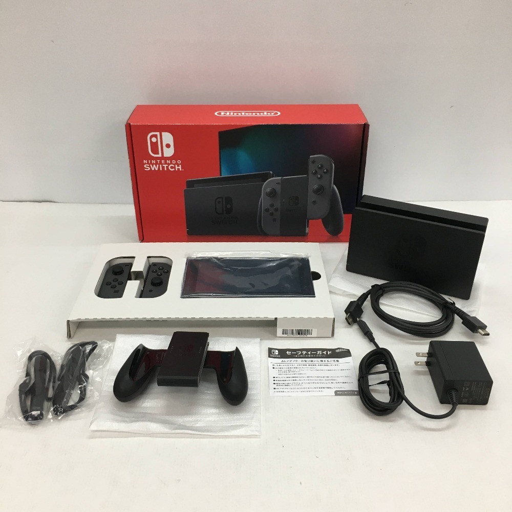 05w09256★1円~ 【Nintendo Switch】ニンテンドースイッチ 本体 新型 Joy-Con:グレー *動作確認/初期化済み* ◎中古品◎