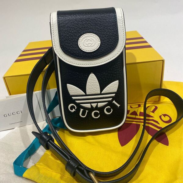 L00000 *美品* GUCCI× adidasコラボ ミニショルダーバッグ