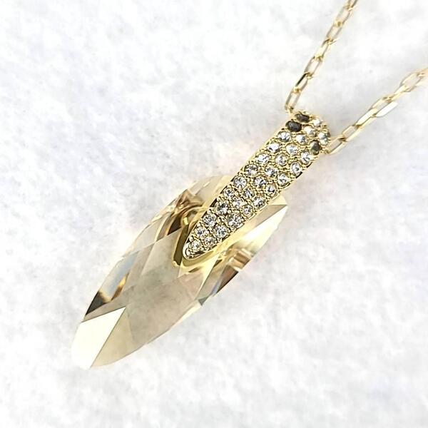 ▽極美品▽スワロフスキー SWAROVSKI ネックレス パベェ ゴールド 大粒 クリスタル