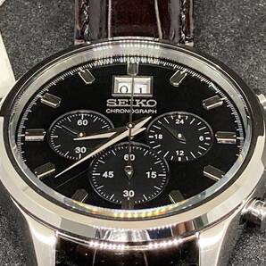 【未使用】SEIKO SPC083P2 ビックデート 黒文字盤 クロノグラフ 箱、取説あり